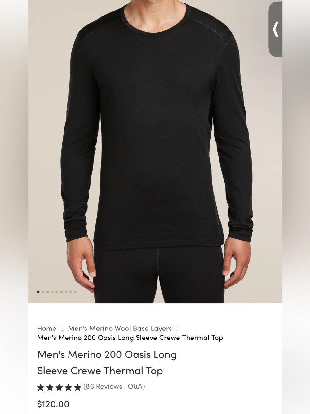 Men Icebreaker Merino Wool Long Sleeve Shirt XL